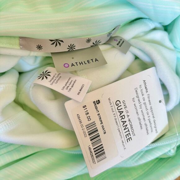 Athleta Bright Stripe Strength Hoodie Water Blue Full Zip Jacket Sz S NWT - Picture 6 of 6